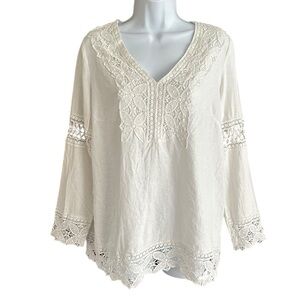 Cynthia Rowley | Linen & Lace Tunic Sz M GUC